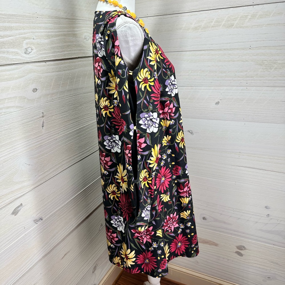 Grace Elements Cold Shoulder Cut out Sleeve Floral Print Dress 8 FREE SHIP - Picture 2 of 4